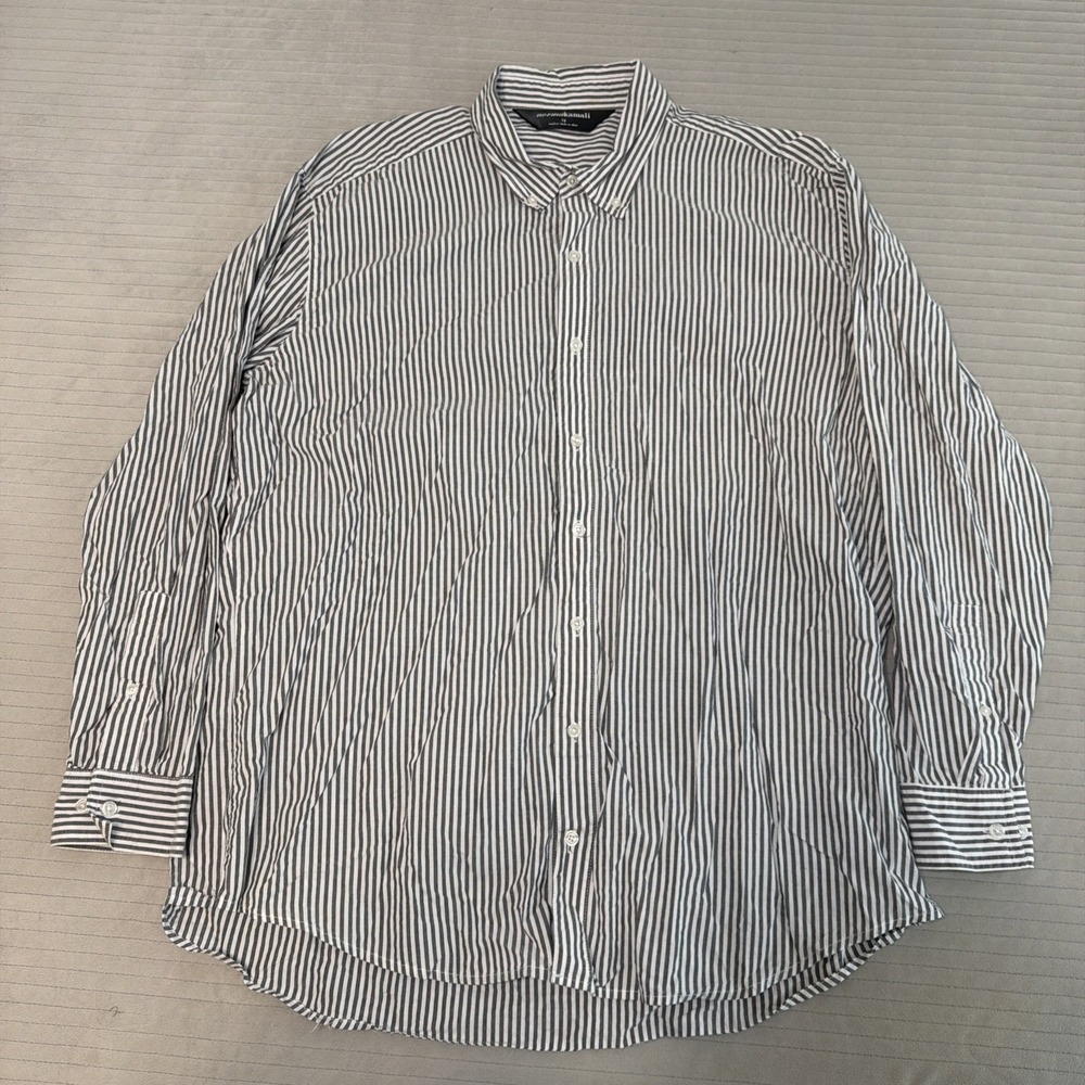 Norma Kamali Womens L Oversized Striped Button Up‎ Shirt